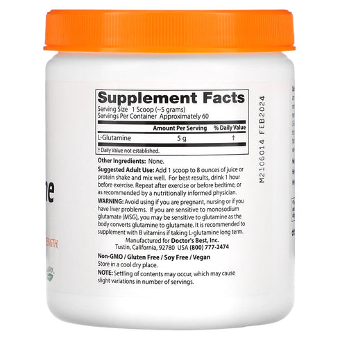 Image of L-Glutamine Powder 300g supplement facts
